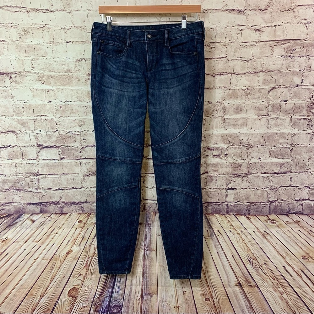 Bebe Medium Wash Detailed Seam Skinny Jeans
